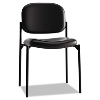 HON® VL606 Stacking Guest Chair without Arms Bonded Leather Upholstery Black Seat product image