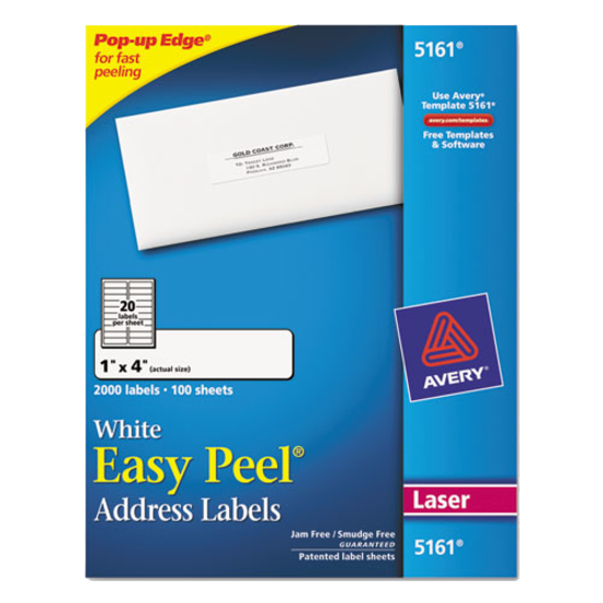 Avery Easy Peel Laser White Address Labels 1 x 4 Box of 2000 product image