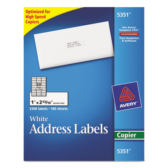 Avery White Self-Adhesive Address Labels for Copiers Box of 3300 product image