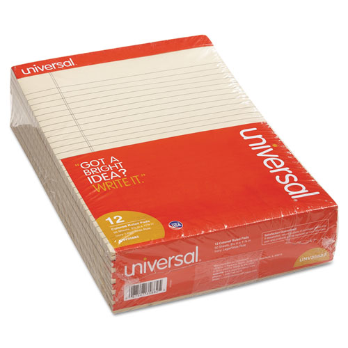 Universal Colored Perforated Writing Pads Wide/Legal Rule Ivory 50 Sheets 8.5 x 11 Dozen product image