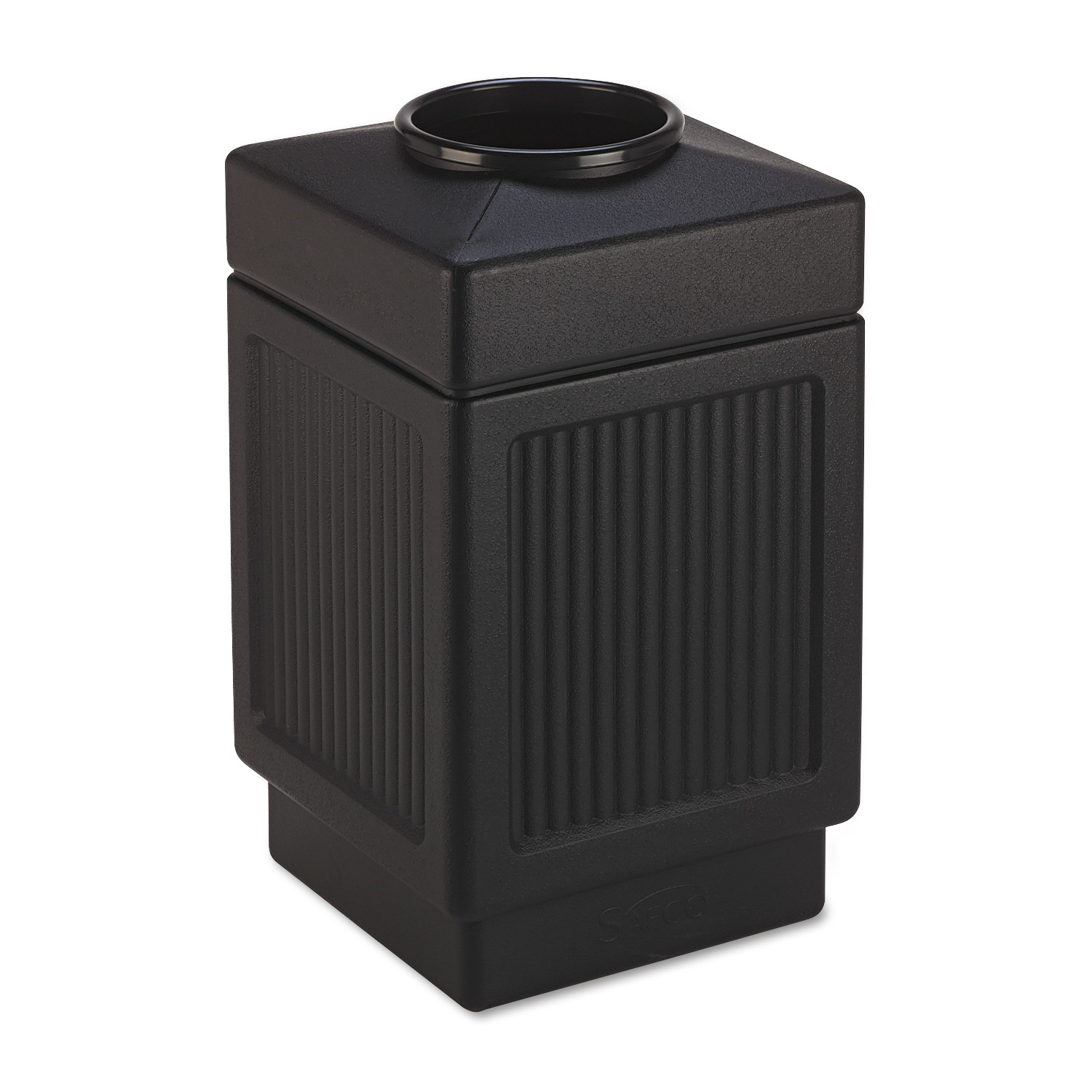 Safco® Textured Black Canmeleon Top-Open Receptacle Square Polyethylene 38gal product image