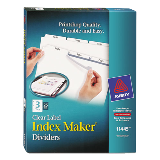 3-Tab White Letter Index Maker Clear Label Dividers Pack of 25 product image