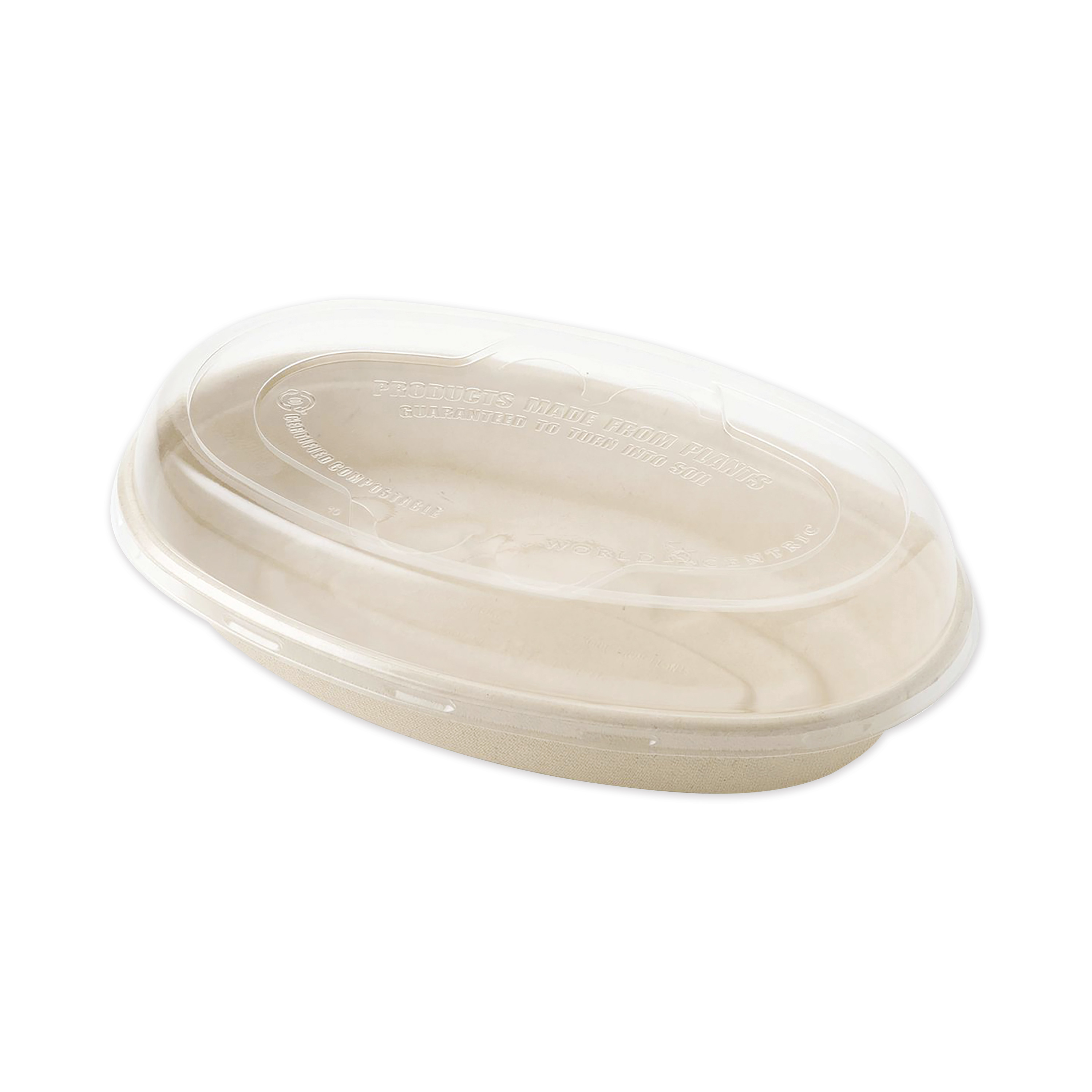 World Centric® Fiber Burrito Bowl Lids 9.7" Dia Clear Carton of 300 product image