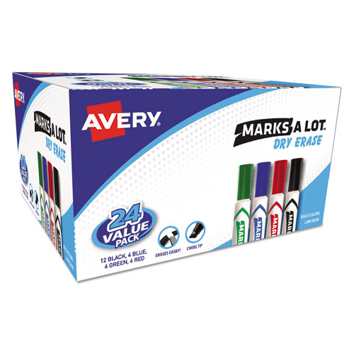 U Brands Medium Point Low-Odor Dry-Erase Markers with Erasers Assorted  Colors Pack of 12