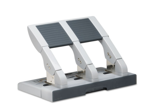 75-Sheet Heavy-Duty Three-Hole Adjustable Punch 9/32" Holes Putty/Gray product image