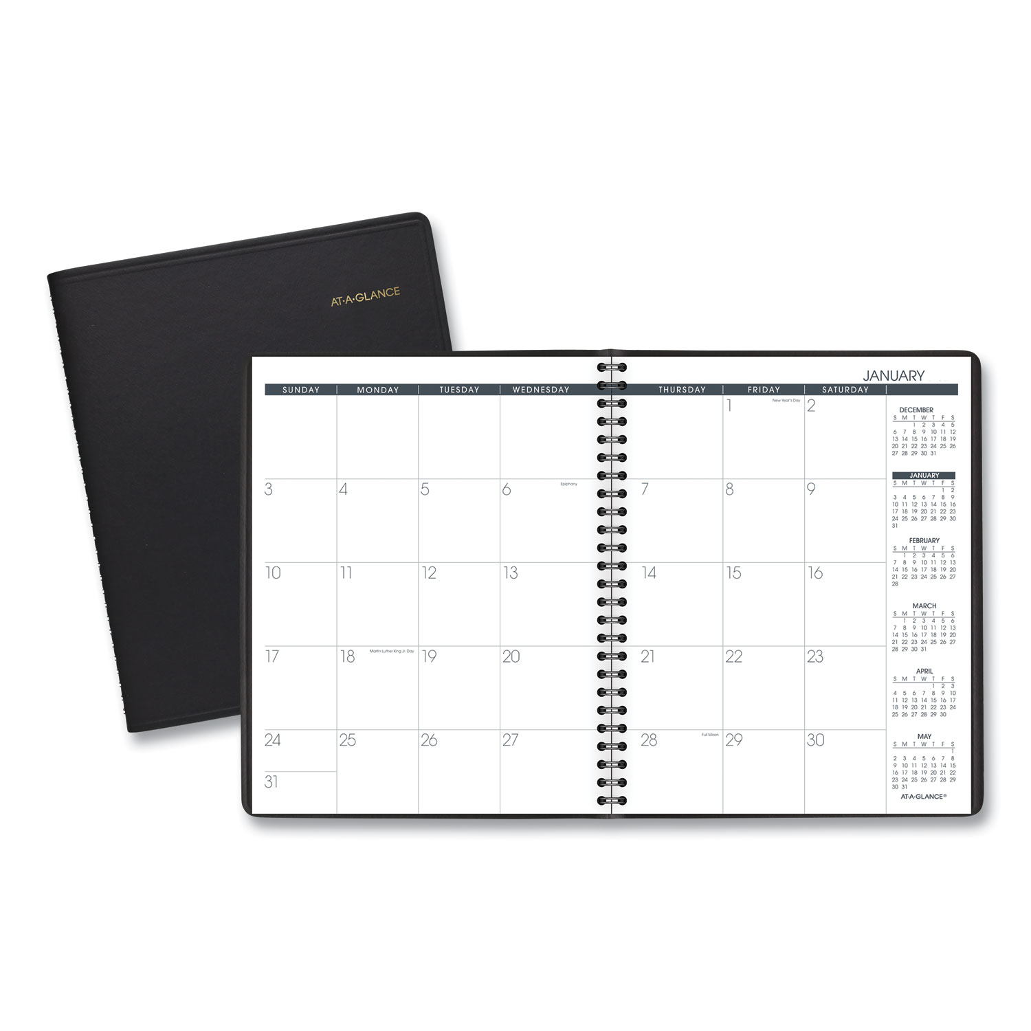 Monthly Planner 8.75 x 7 Black Cover 12-Month Jan to Dec 2025 product image