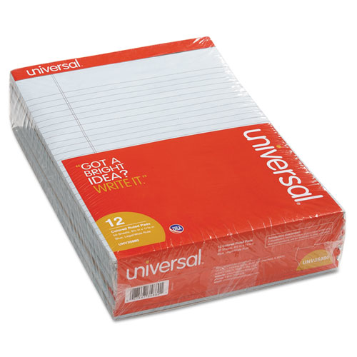 Universal Colored Perforated Writing Pads Wide/Legal Rule Blue 50 Sheets 8.5 x 11 Dozen product image