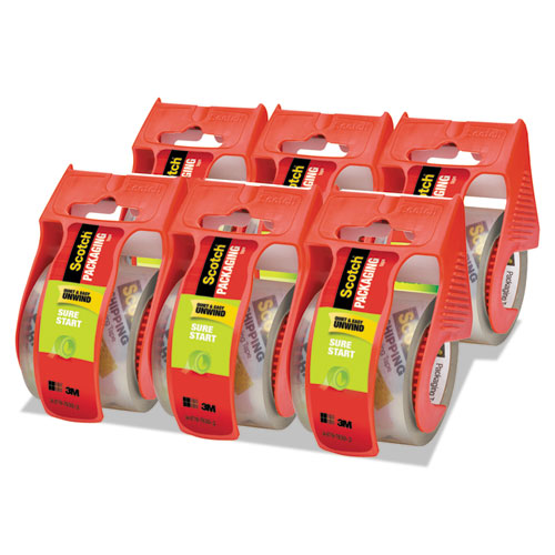 Scotch® Sure Start Packaging Tape 1.88" x 800" 1-1/2" Core Clear Pack of 6 product image