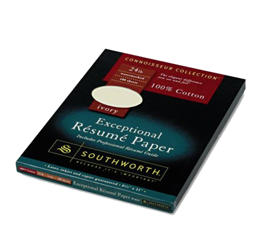 Southworth 100% Cotton Resume Paper Ivory 24 lbs. 8-1/2 x 11 Wove Box of 100 product image