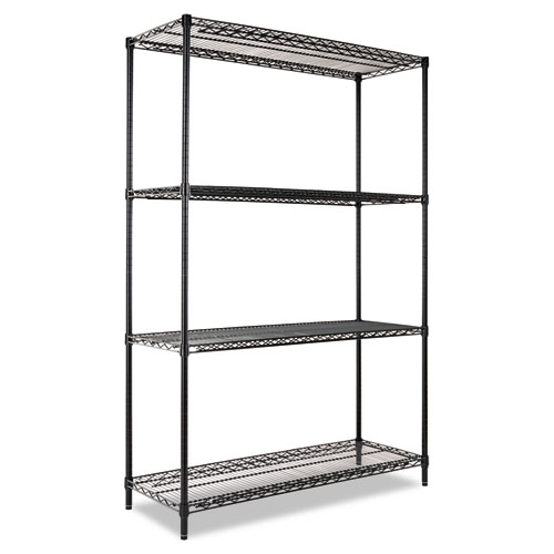 Black Four-Shelf Wire Shelving Starter Kit 48wx18d image