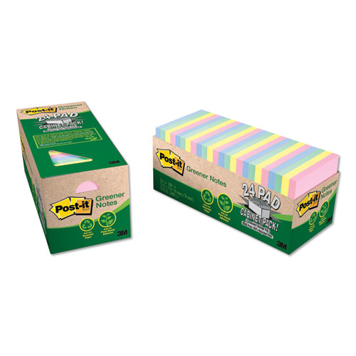 Post-it® Recycled Note Pad Cabinet Pack Assorted Helsinki Colors 75-Sheet 3 x 3 Pack of 24 product image