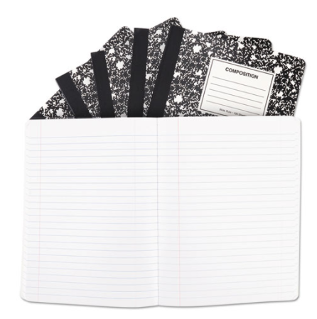 universal Composition Book Wide Rule 9 3/4 x 7 1/2 White 100 Sheets Pack of 6 product image