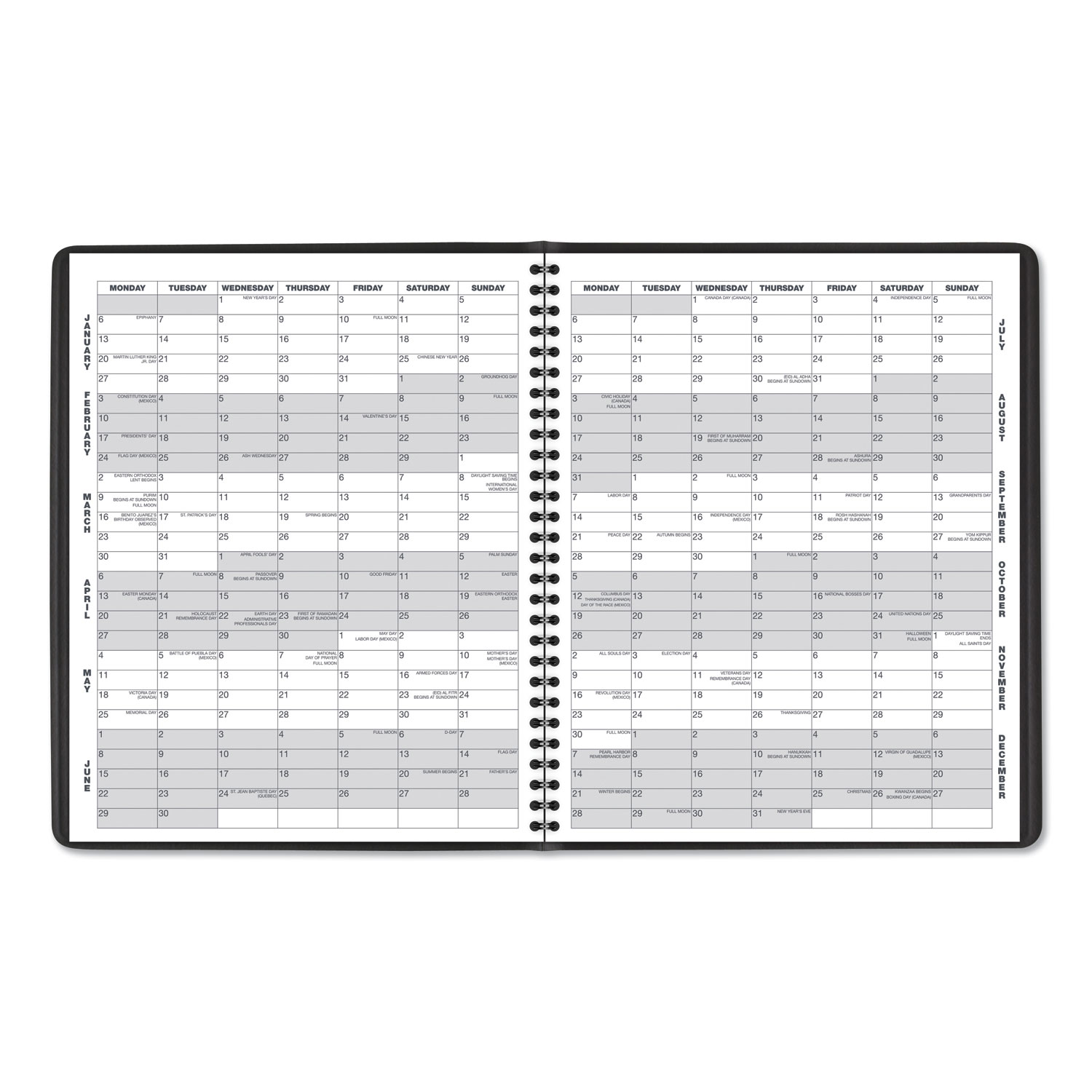 Monthly Planner 11 x 9 Black Cover 15-Month: Jan 2025 to Mar 2026 product image