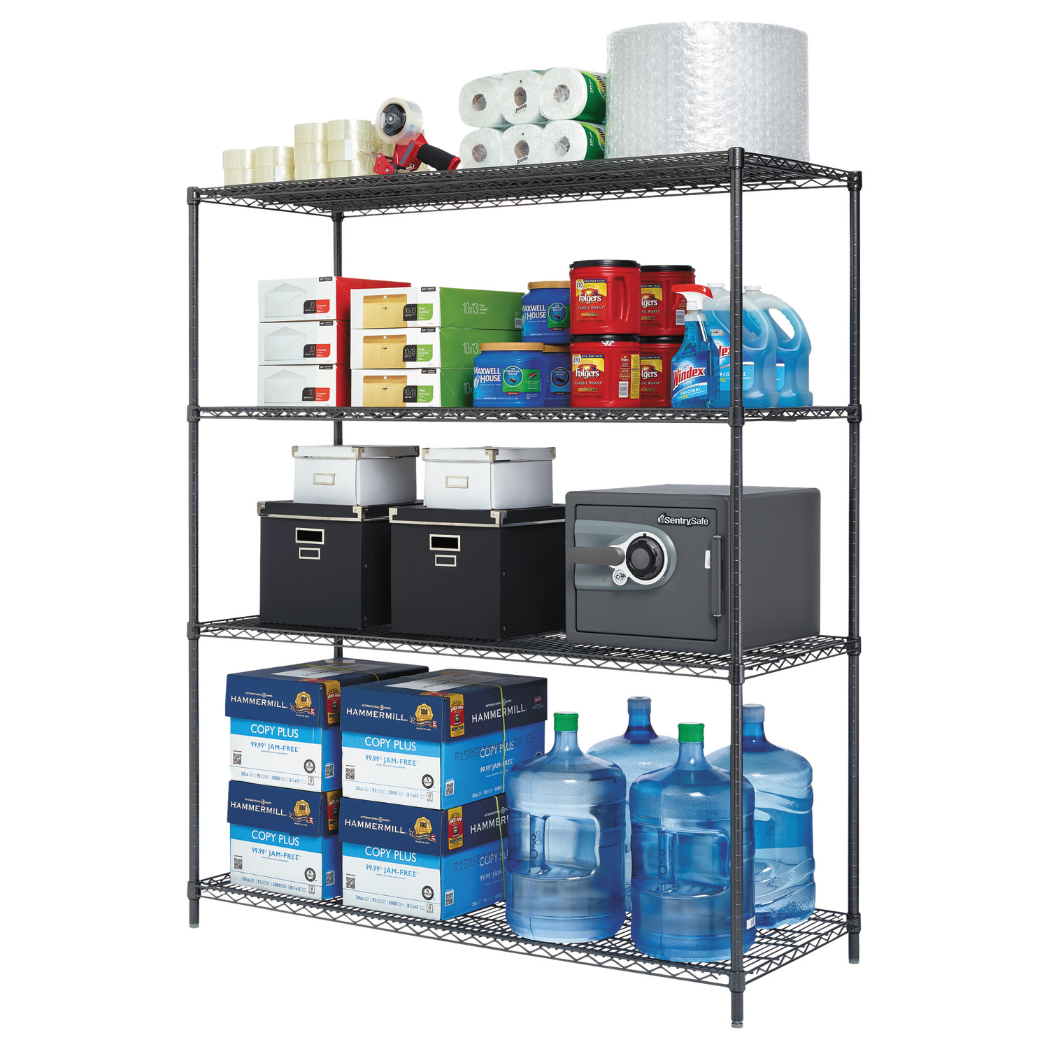Alera® All-Purpose Wire Shelving Starter Kit 4-Shelf 60 x 24 x 72 Black Anthracite Plus image