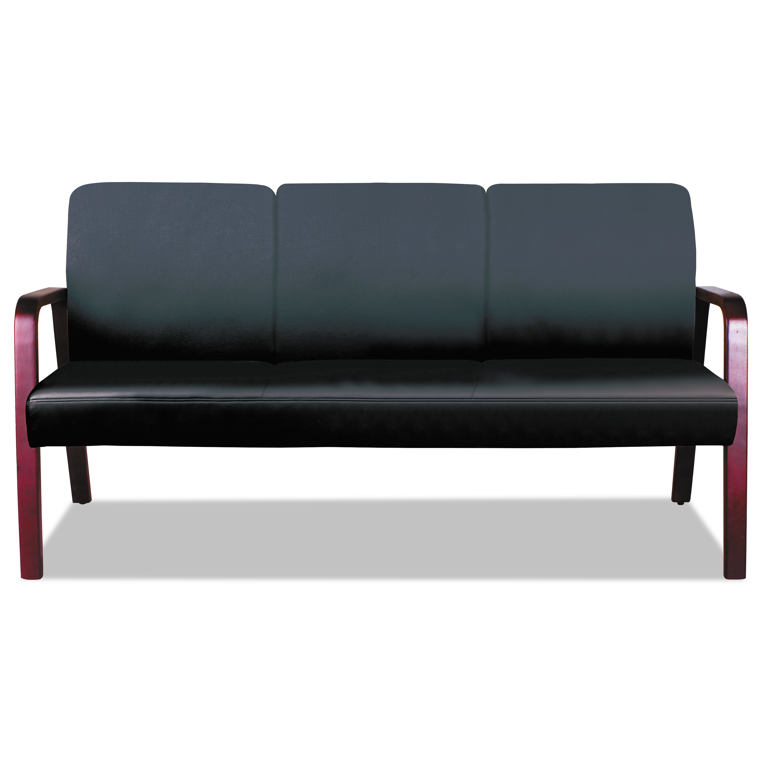 Alera® Reception Lounge WL 3-Seat Sofa Black/Mahogany 65.75w x 26.13d x 33h product image