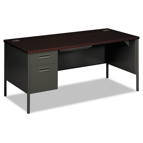 Metro Classic Left Pedestal Desk 66w x 30d Mahogany/Charcoal product image