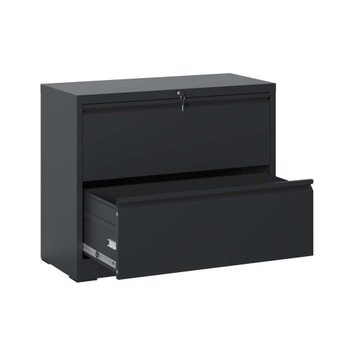 Lateral File Cabinet 2 Drawer - Black Filing Cabinet with Lock product image