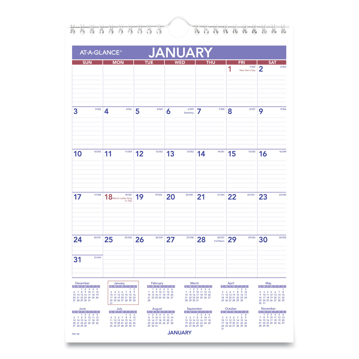 Monthly Wall Calendar with Ruled Daily Blocks 8 x 11 White Sheets 12-Month Jan to Dec 2025 product image