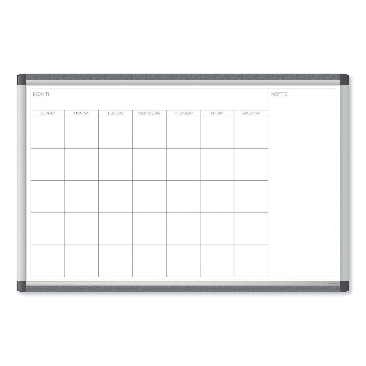 U Brands PINIT Magnetic Dry Erase Undated One Month Calendar 36 x 24 White product image