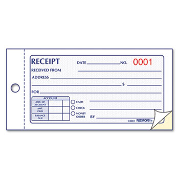 Rediform Small Money Receipt Book 5" x 2-3/4" Carbonless Duplicate 50 Sets per Book product image