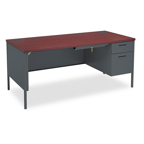 Metro Classic Right Pedestal Desk 66w x 30d Mahogany/Charcoal product image