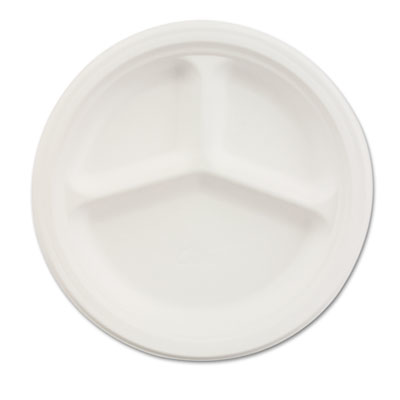Chinet® Paper Plate with 3-Compartments 10-1/4" Diameter White Carton of 500 product image