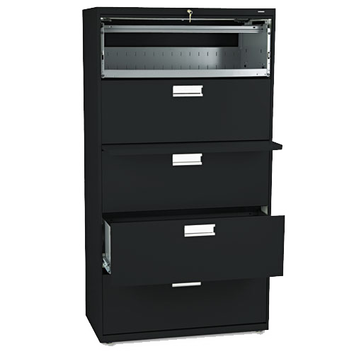 600 Series Black Five-Drawer Lateral File 36" image