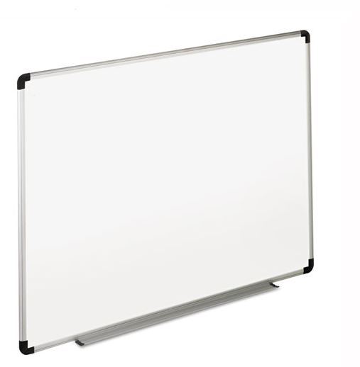 Universal Dry Erase Board Melamine 48 x 36 White Black/Gray Aluminum/Plastic Frame product image