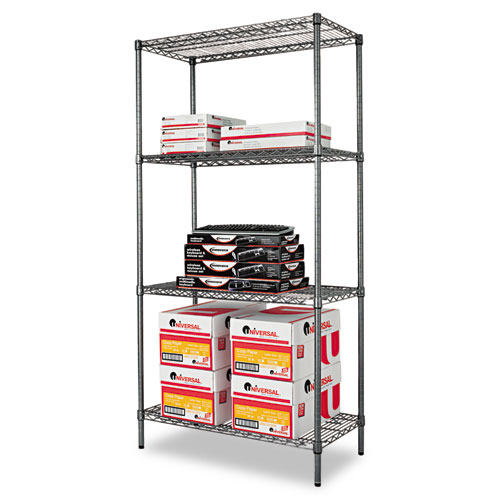 Black Anthracite Four-Shelf Wire Shelving Starter Kit 36wx18d image