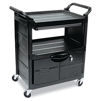 Rubbermaid® Utility Cart With Locking Doors 33-5/8"W x 18-5/8"D x 37-3/4"H Black product image