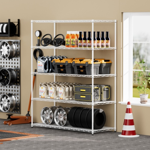 5 Tier Heavy-duty Adjustable Shelving and Racking White product image