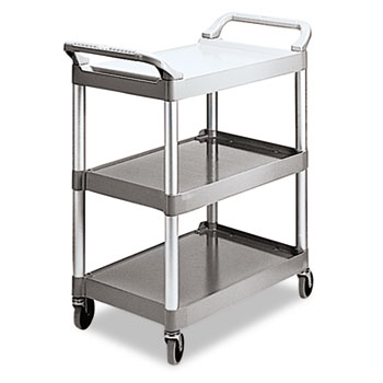Rubbermaid® Economy Plastic Cart with Three Shelves 18-5/8"W x 33-5/8"D x 37-3/4"H Platinum product image
