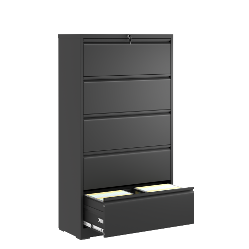 Lateral File Cabinet 5 Drawer - Black Filing Cabinet with Lock product image