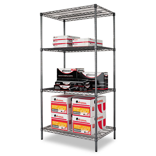 Black Anthracite Four-Shelf Wire Shelving Starter Kit 36wx24d product image