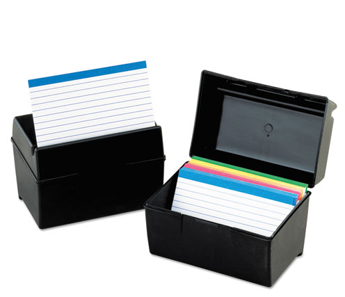 Plastic Index Card File Holds 300 3 x 5 Cards 5.63 x 3.63 x 3.63 Black product image