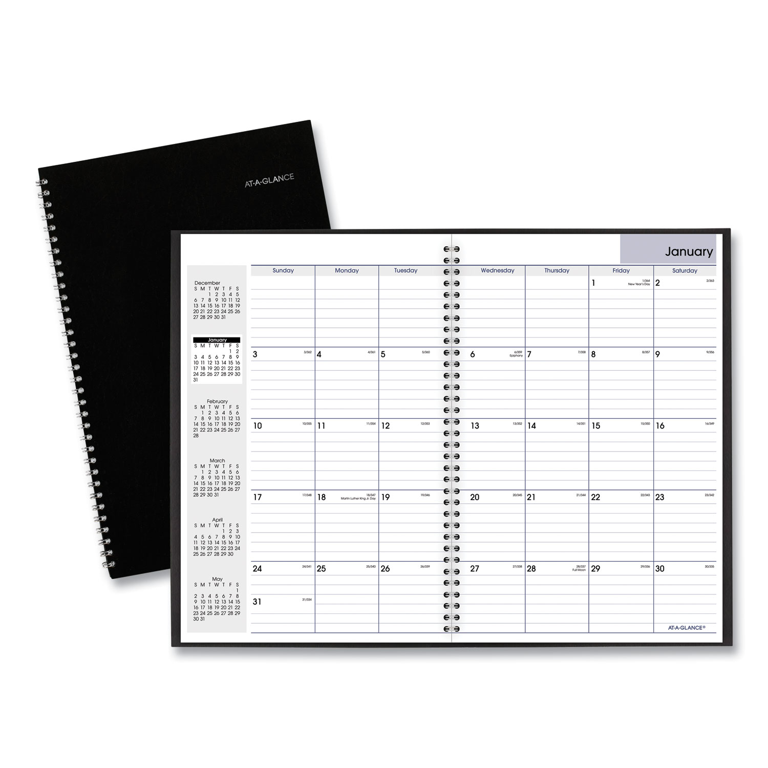DayMinder Monthly Planner Ruled Blocks 12 x 8 Black Cover 14-Month: Dec 2024 to Jan 2026 product image