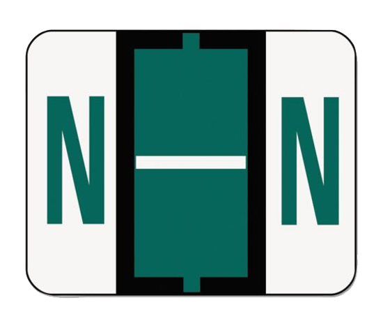 Smead Dark Green A-Z Color-Coded Bar-Style End Tab Labels Letter N Roll of 500 product image
