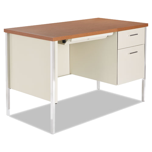 Single Pedestal Steel Desk Metal Desk 45-1/4w x 24d x 29-1/2h Cherry/Putty product image