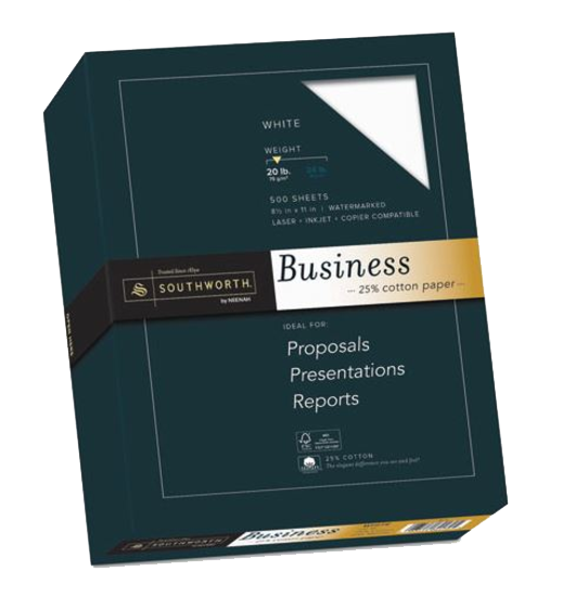 Southworth 25% Cotton Business Paper White 20lb Wove 8-1/2 x 11 FSC Box of 500 product image