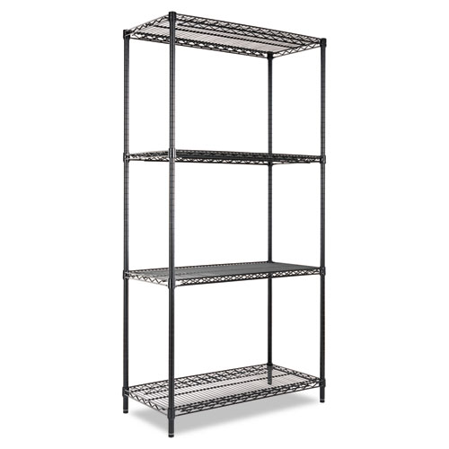 Black Four-Shelf Wire Shelving Starter Kit 36wx18d image
