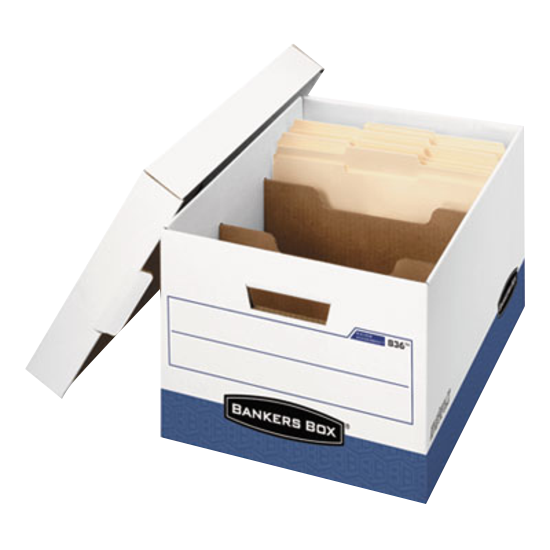 Bankers Box® R-Kive® Maximum Strength Storage Box with Locking Lid Letter/Legal White/Blue Carton of 12 product image