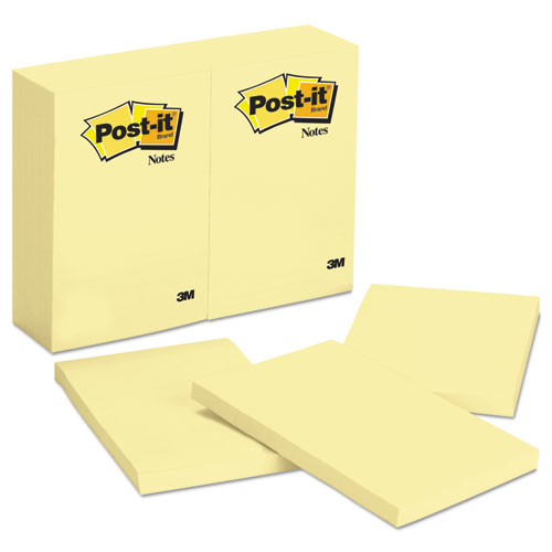 Post-it® Original Pads Canary Yellow 100-Sheet 4 x 6 Pack of 12 product image