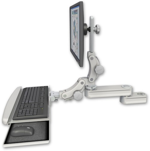 Short Single Arm T2 Paralink LCD Arm Mount For 2" Pole With Paralink Keyboard Tray With Wrist Rest Bend product image