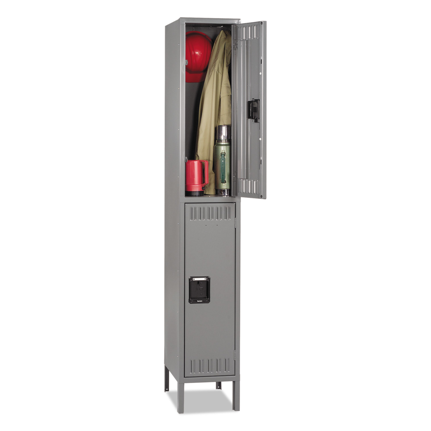 Tennsco Double Tier Locker with Legs Single Stack Medium Gray 12W x 18D x 78H product image