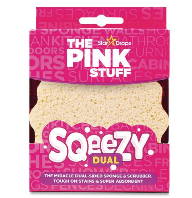 Sqeezy Pink/Ivory Dual-Sided Sponge and Scrubber 4" x 5.3" 3.8" Thick product image