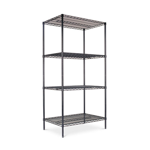 Black Four-Shelf Wire Shelving Starter Kit 36wx24d product image