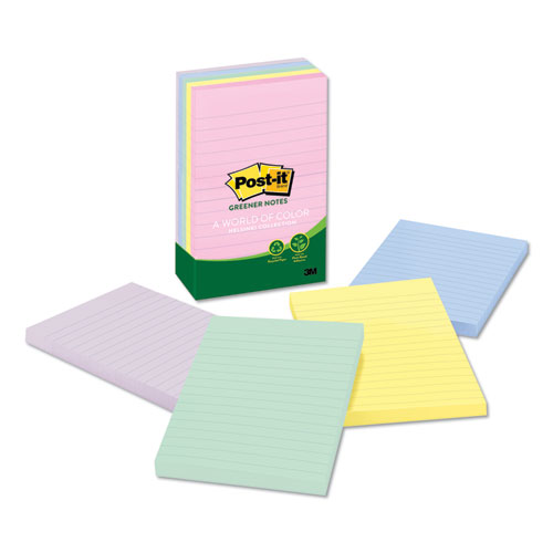 Post-It® Original Recycled Note Pads Helsinki Collection 4" x 6" Pack of 5 product image