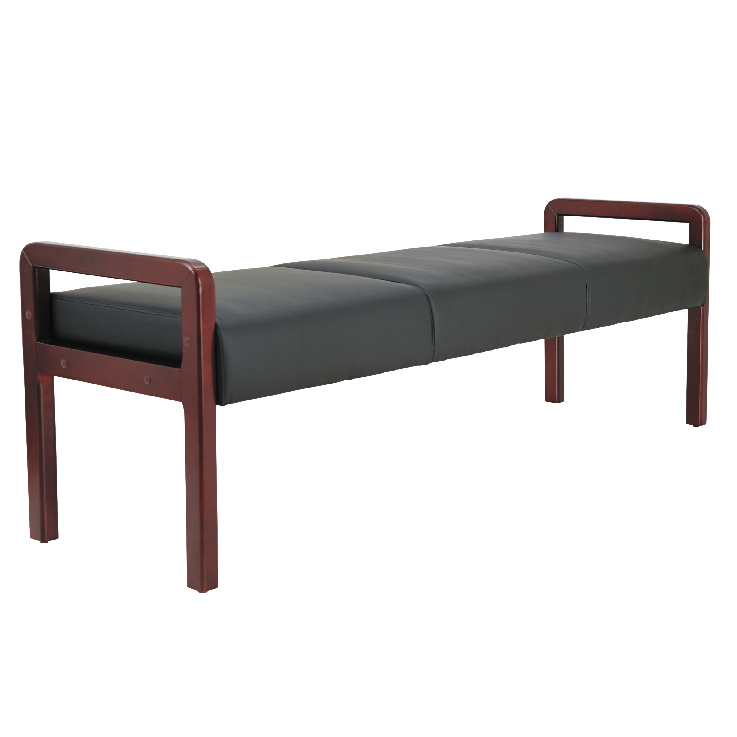 Alera® Reception Lounge WL Series Bench Black/Mahogany 65.75w x 22.25d x 22.88h product image