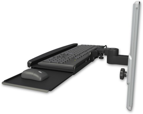 Bent keyboard Tray Mount on a 19" Wall Track Slider product image