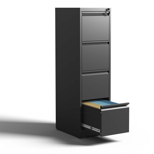 4 Drawer Metal Vertical File Cabinet with Lock Black product image